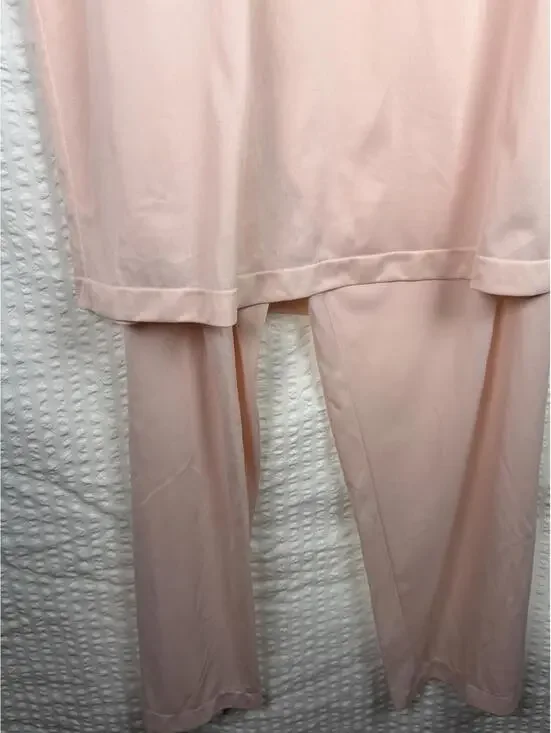 Vintage 60s Vanity Fair Satin Pajama Set Button Down Top And Cropped Pants Large - Picture 2 of 9
